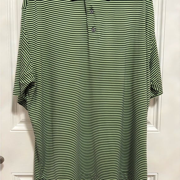 FootJoy Men’s XL Golf Polo Shirt – Navy & Lime Green Striped - Picture 3 of 5